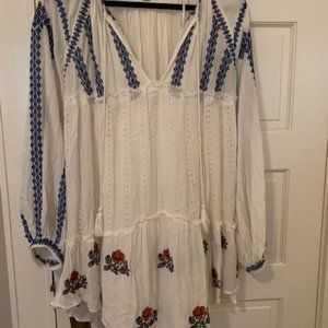 Free People Wild Horses Embroidered Mini Dress